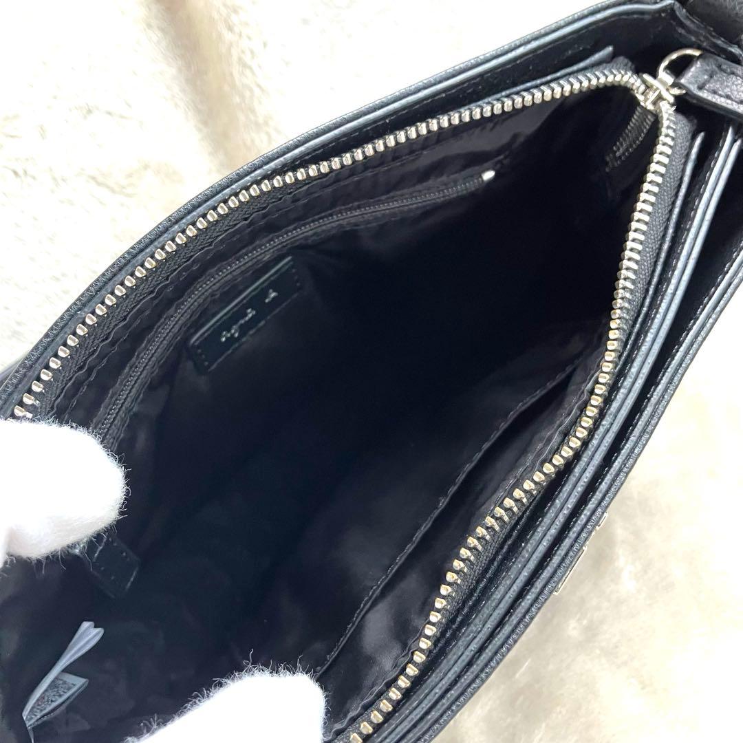 【未使用級✨】agnes b. ショルダーバッグ ターンロック レザー ロゴ金具