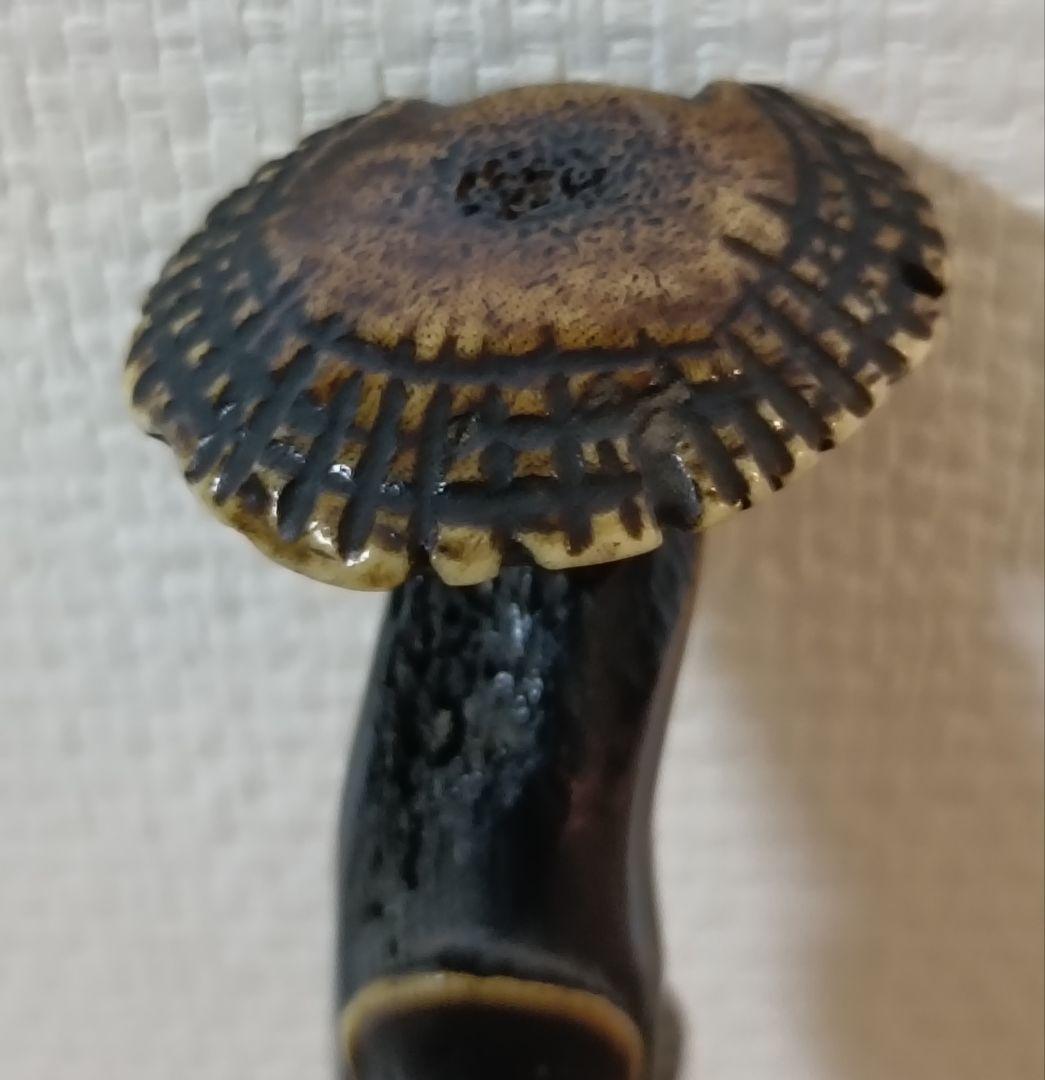 鹿角茸差し根付　古根付　鹿角彫刻根付　時代物　差し根付