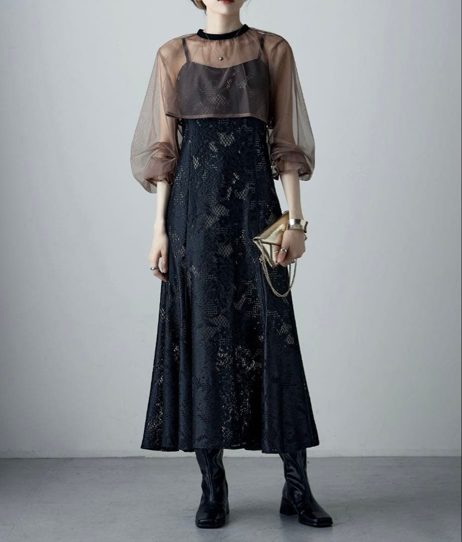 etoll. 結婚式 ワンピース 3wayシフォンボレロ&レースキャミドレス