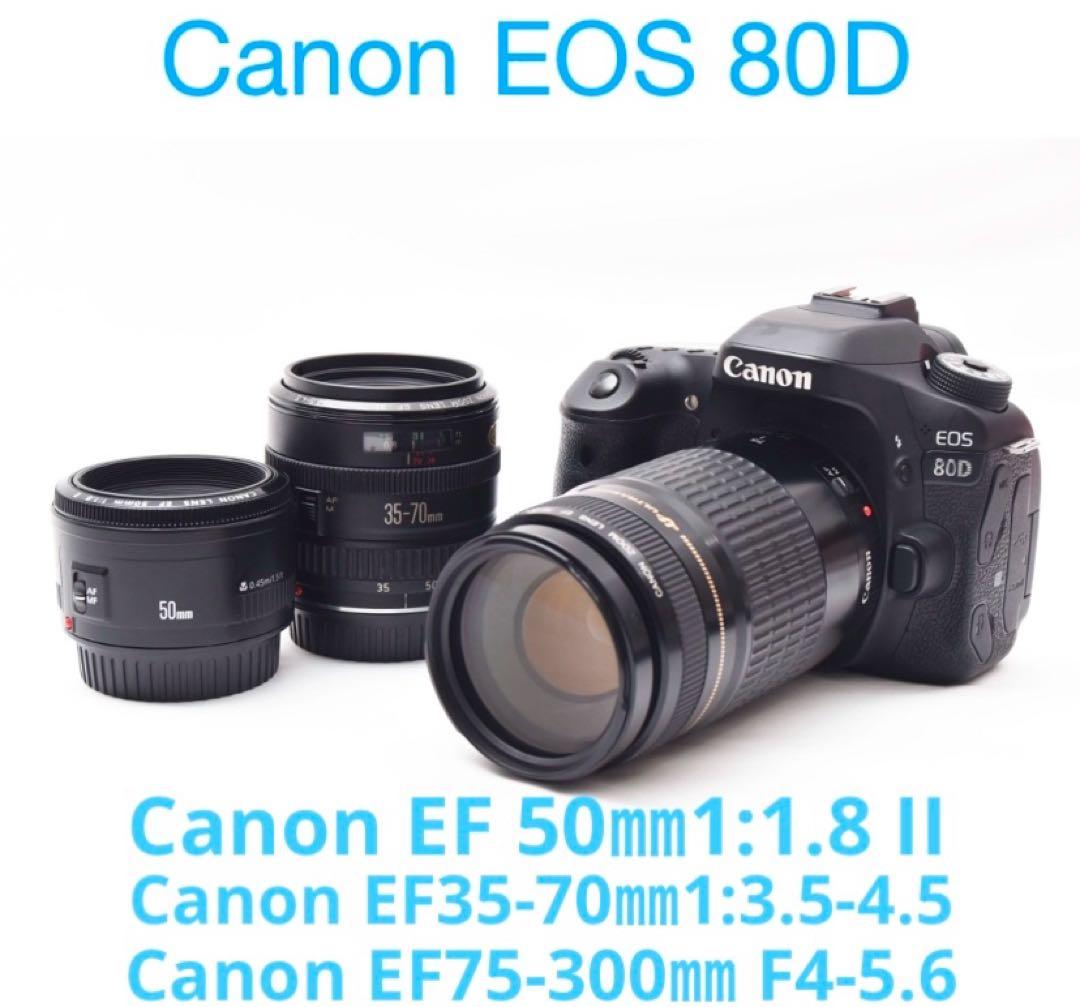 Canon EOS 80D標準&望遠&単焦点トリプルレンズセット、