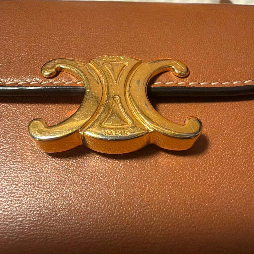 も*ぐ様 CELINE ブラウン折り財布 ゴールド金具