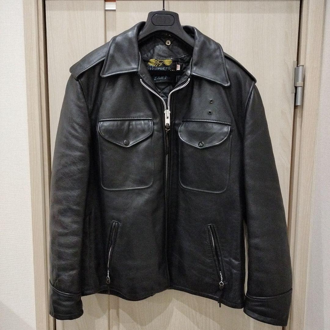 M*ム様 Schott ショット ポリスマン ジャケット レザー ブラック 42