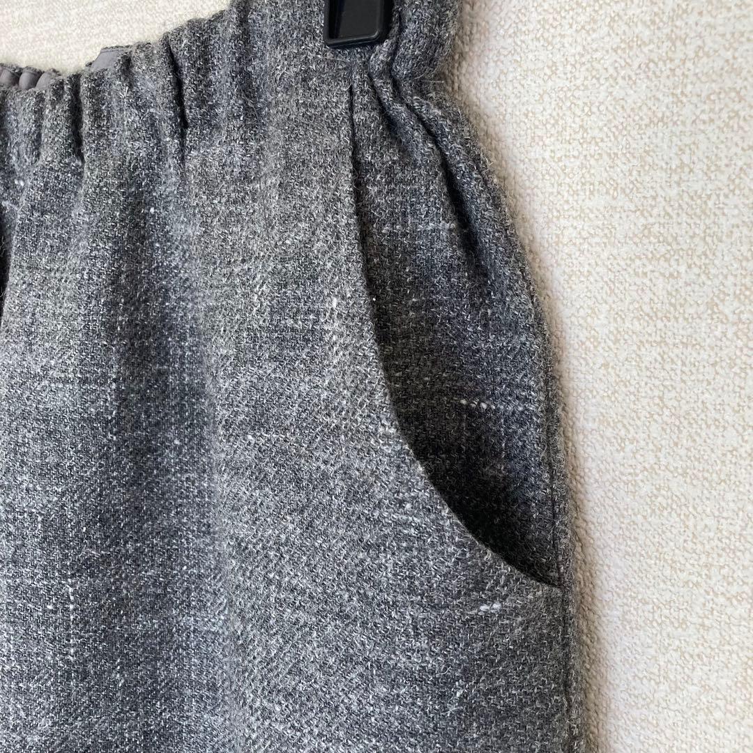 【新品】中川政七商店 麻とウールツイード ワイドパンツ グレー ウール 麻