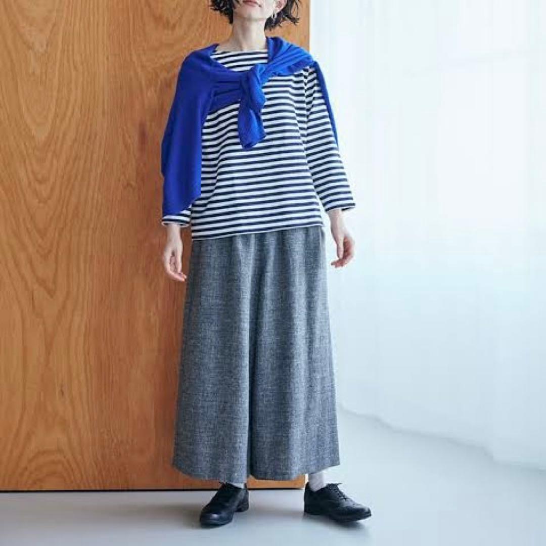 【新品】中川政七商店 麻とウールツイード ワイドパンツ グレー ウール 麻