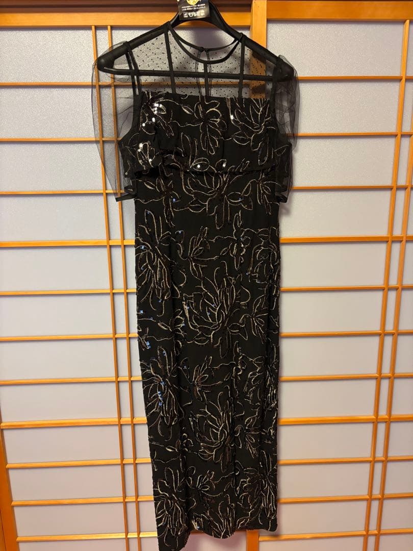 【LEJA】ドットチュールフラワースパンコールIラインドレス