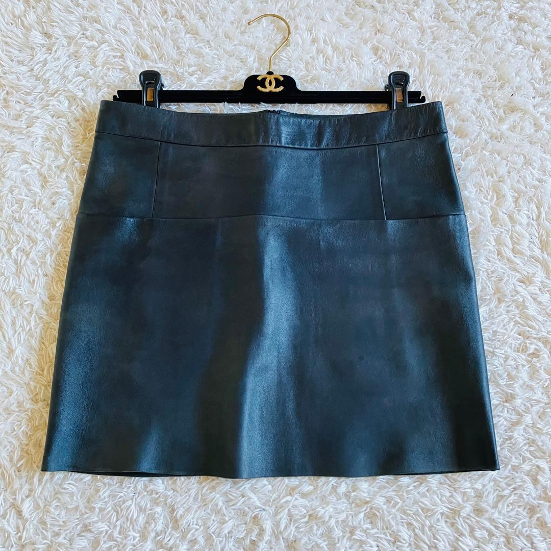 1332 セリーヌ　CELINE ミニスカート　ラムレザー　ビンテージ品　36