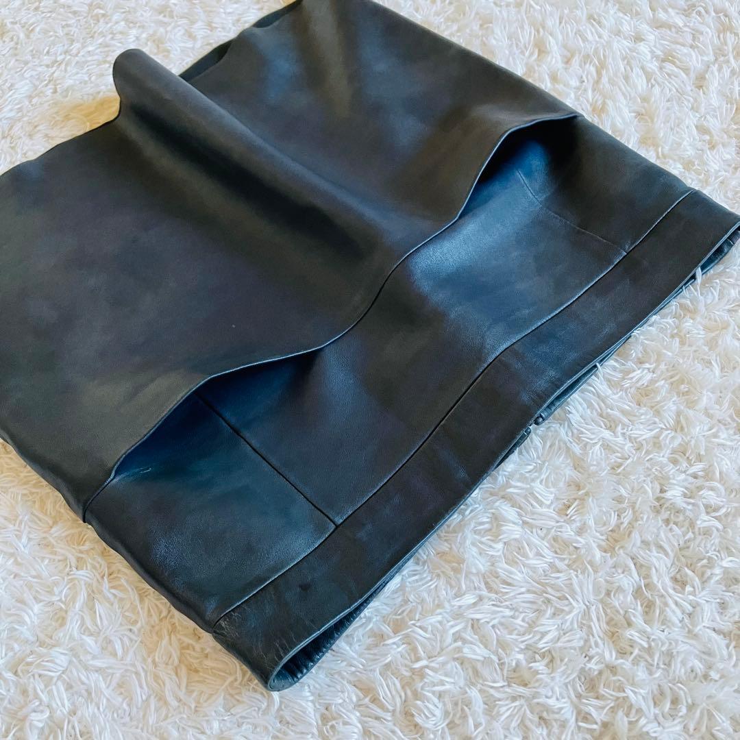 1332 セリーヌ　CELINE ミニスカート　ラムレザー　ビンテージ品　36