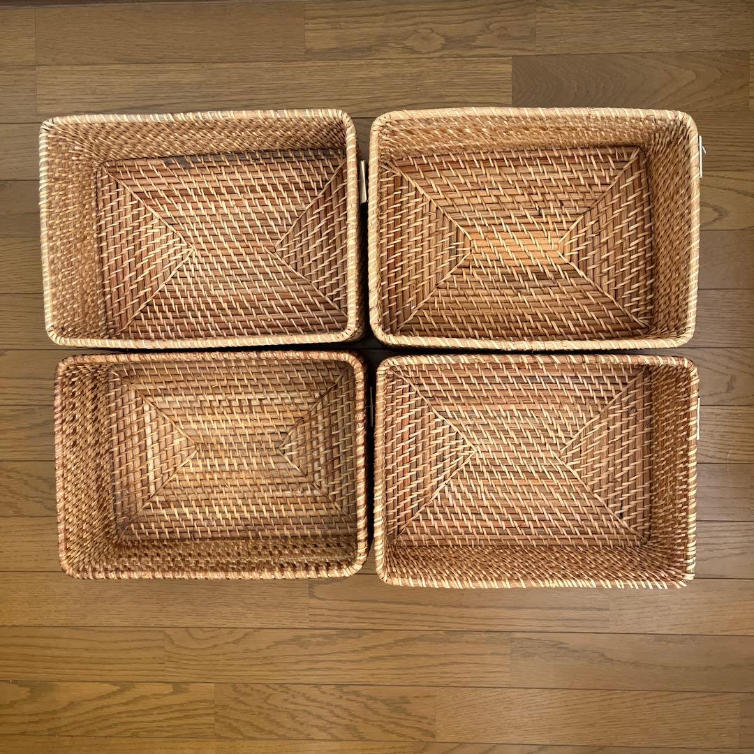 無印良品　重なるラタン長方形バスケット・中 x 4