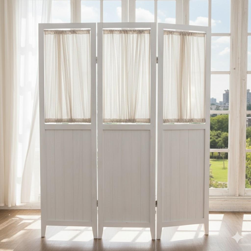 衝立　間仕切り　シャビーウッドファニチャー 3連　パーテーション
