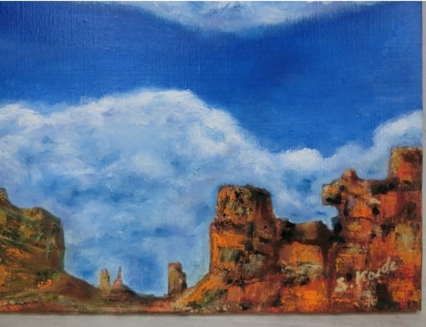 油彩 F8 アリゾナ バリーモニュメント サイン有り S.Koide