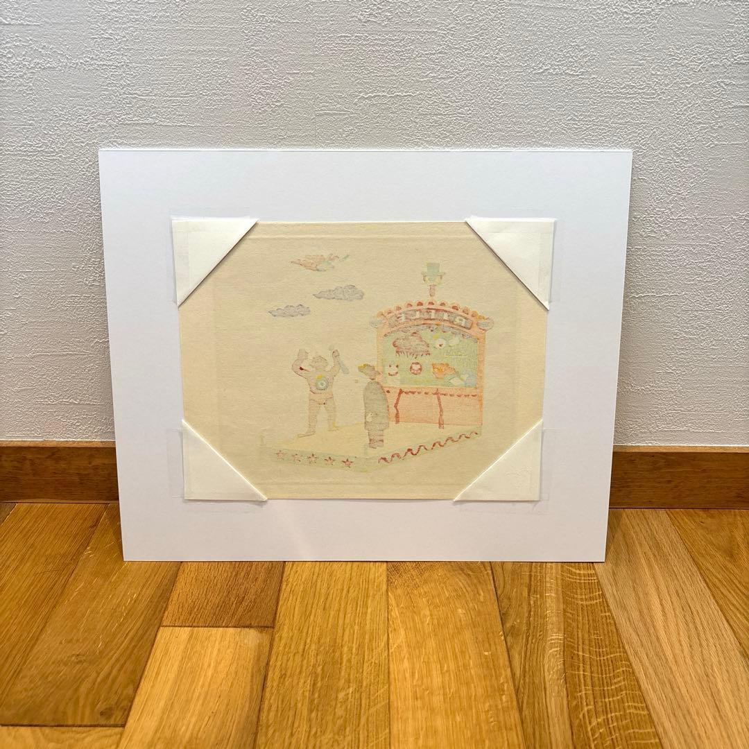 馬場梼男　木版画　「鬼とおじさん」