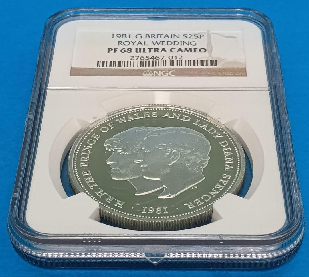 1981 チャールズ皇太子 ダイアナ妃御成婚記念銀貨 NGC PF68UC