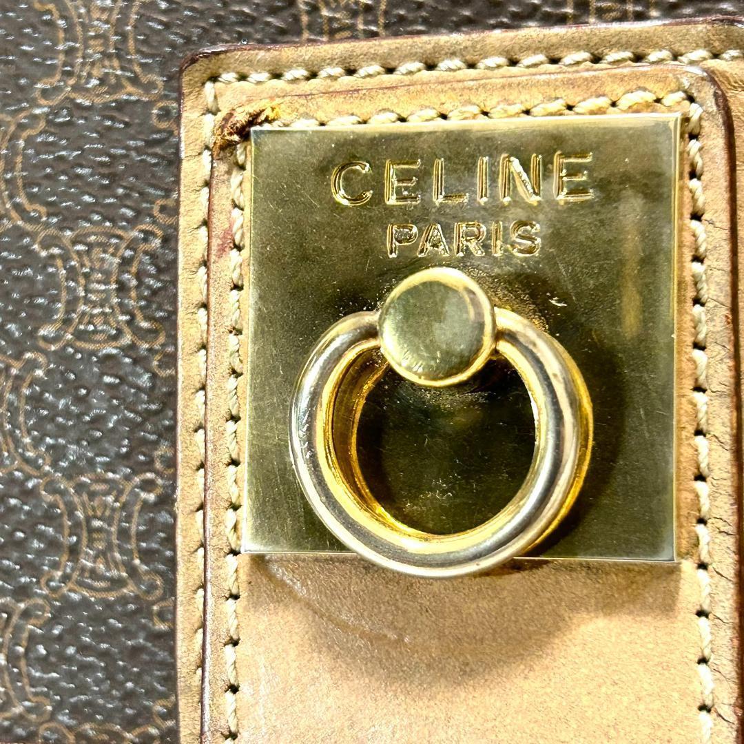 セリーヌ　ショルダーバッグ　マカダム　ヴィンテージ　金具　ゴールド　PVC