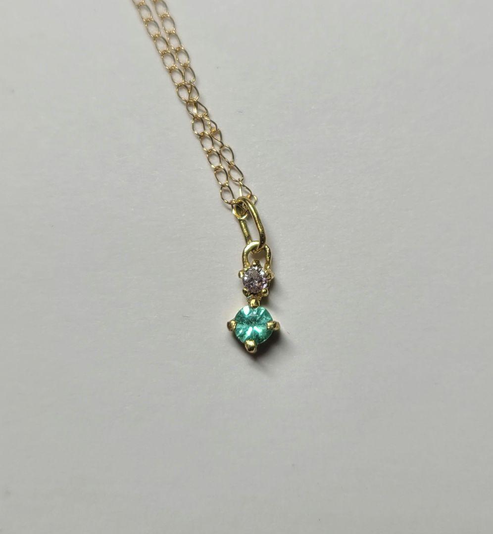 幻達の共演★バターリャパライバトルマリン&ピンクダイヤモンドペンダント18金★