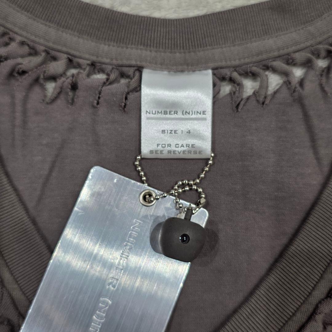 【未使用】ナンバーナイン　02aw　ジョージ期　編み込みTシャツ　4　ブラウン