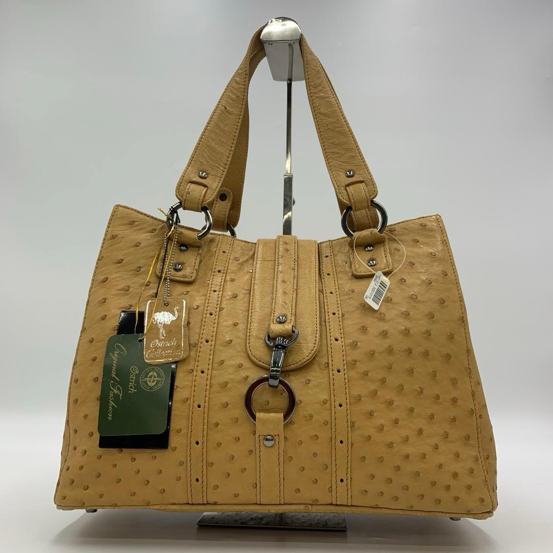 未使用品 RACINE オーストリッチ ハンドバッグ クイルマーク エキゾチック