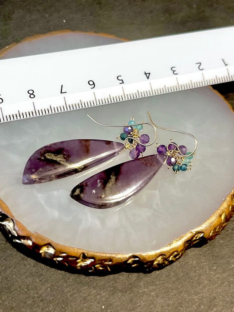 14kgfパープルアゲートのピアス