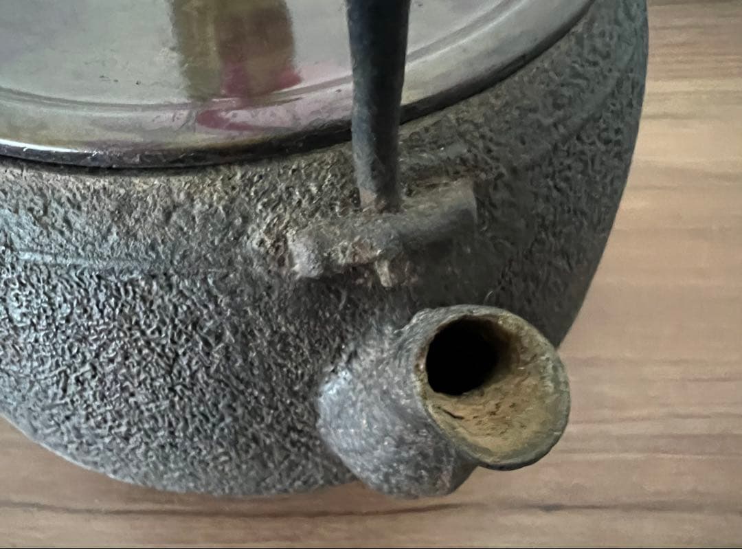 十一代 宮崎寒雉 彦九郎 鉄瓶 手取釜 廣口形 紫銅蓋 茶道具 煎茶道具 共箱