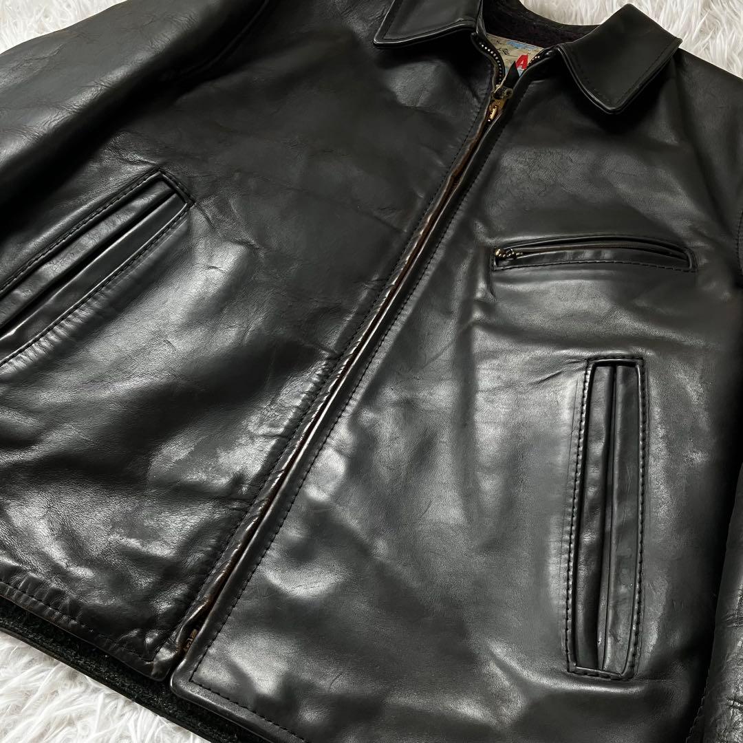 エアロレザー 革ジャン 本革 茶芯 ホースハイド ステアハイド ライダース 馬革