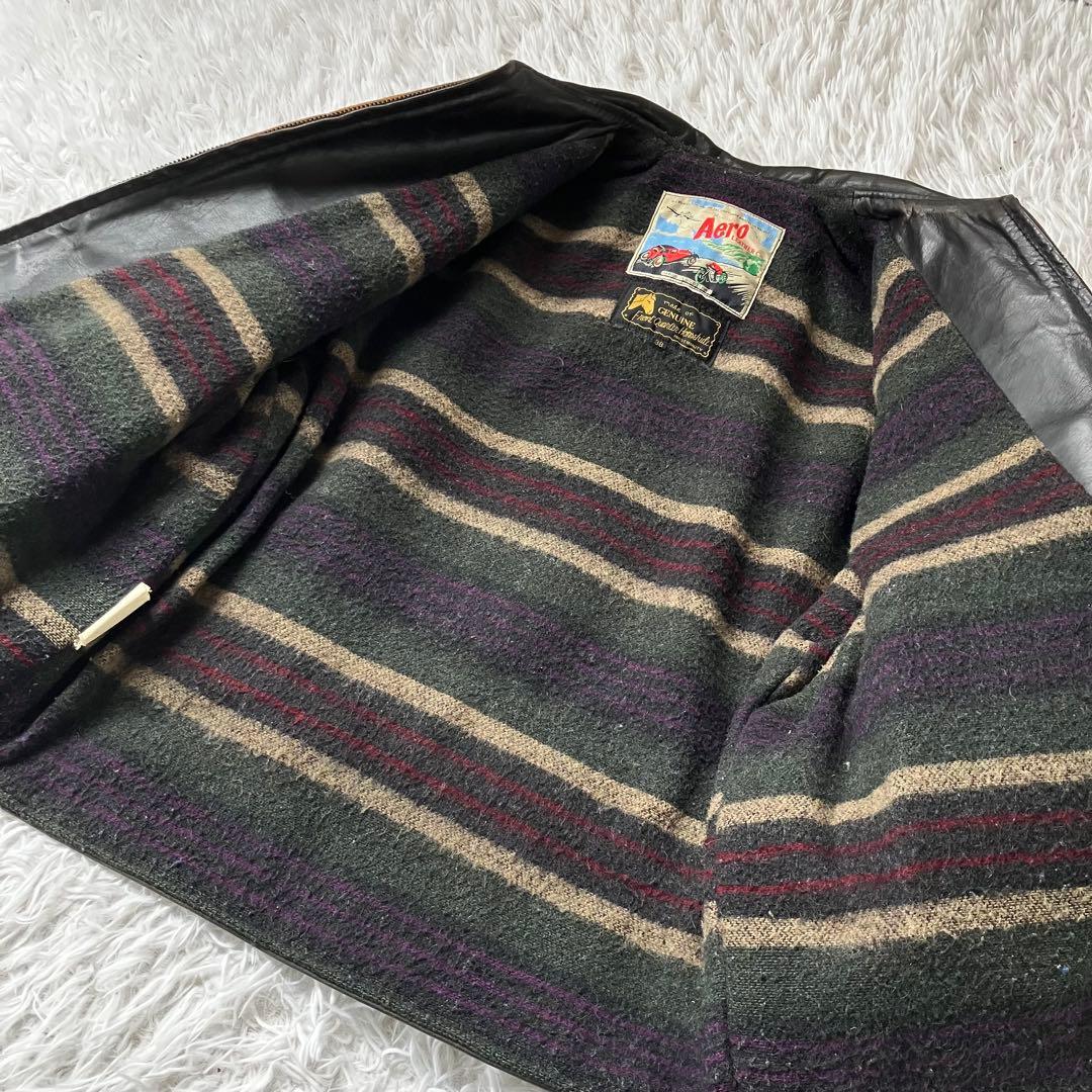 エアロレザー 革ジャン 本革 茶芯 ホースハイド ステアハイド ライダース 馬革