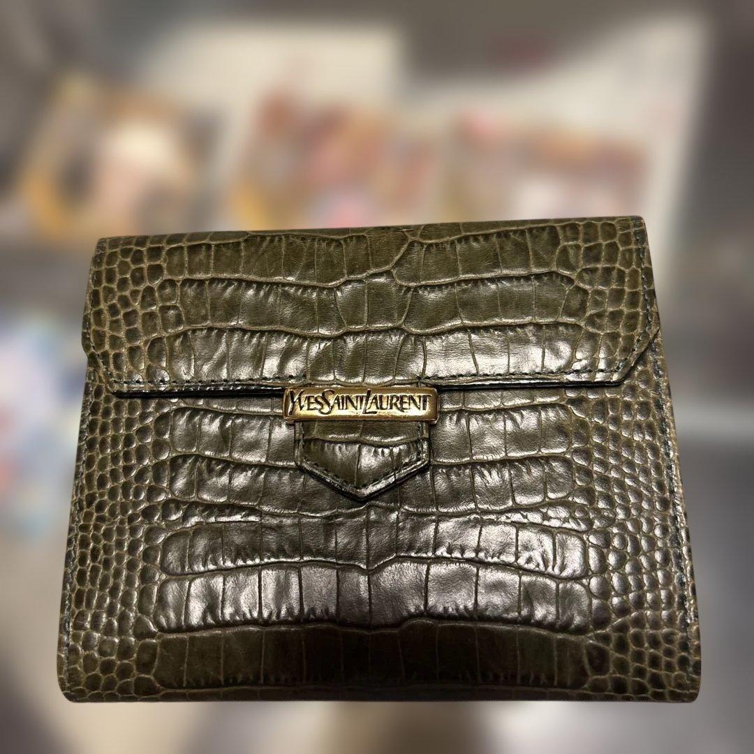 キヨ☆ Yves Saint Laurent 二つ折り財布 ダークグリーン