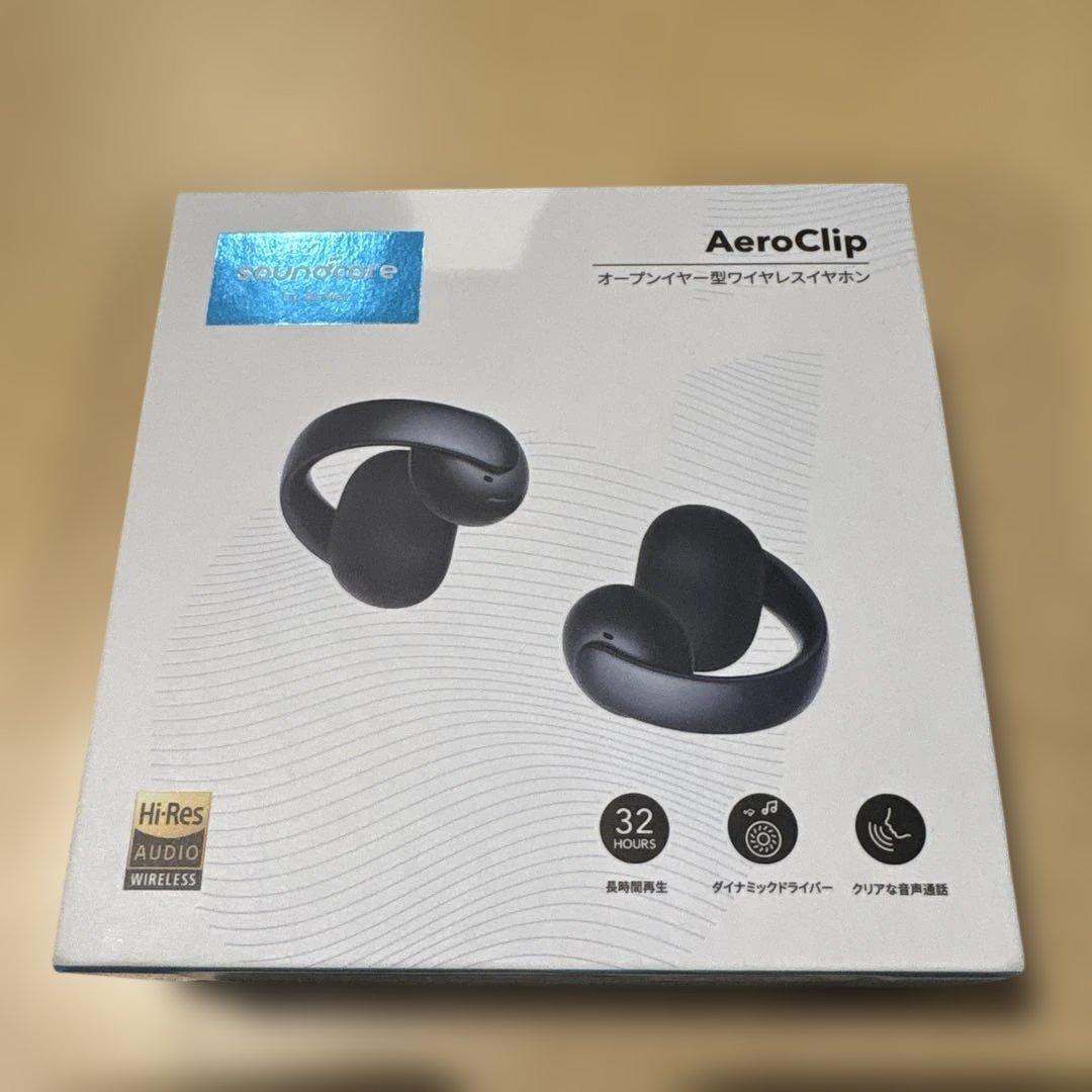 AeroClip ブラック ワイヤレスイヤホン　イヤーカフ型　片耳