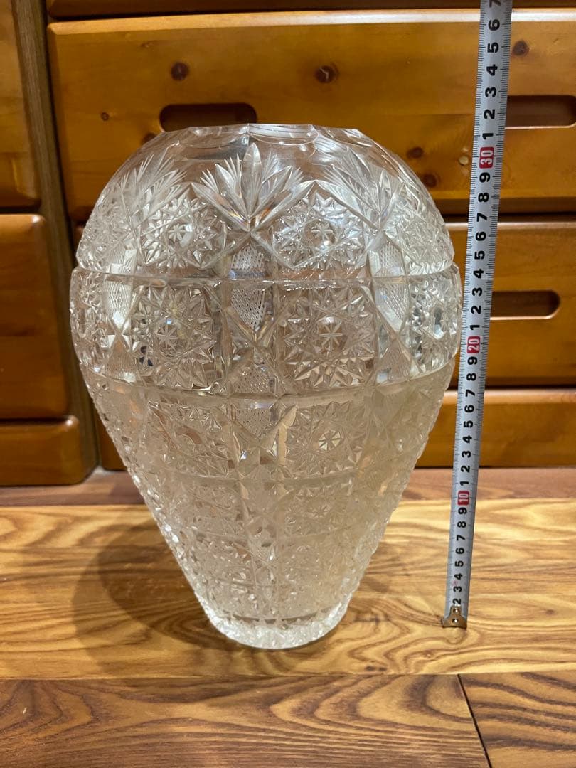 Chevalier ハンドカット　クリスタルフラワーベース特大花瓶