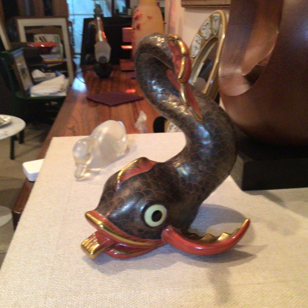 ヴィンテージ　ヘレンド　鯱のオブジェ　希少極美品