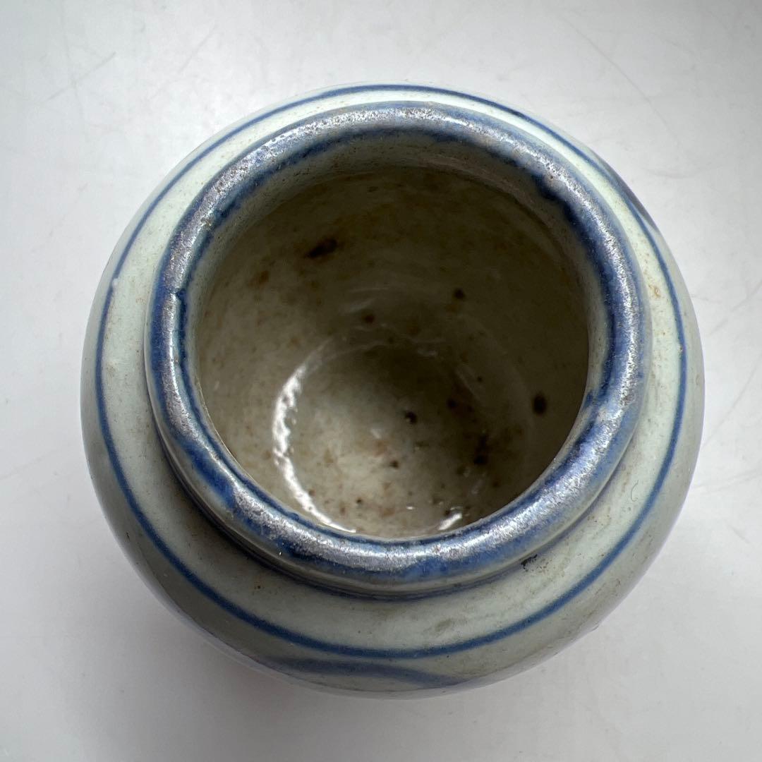 中国明時代　古染付茶入　木箱付　高さ約8㎝　東Y7-1226☆2Fタエサカ