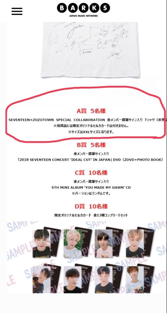 SEVENTEEN セブンティーン セブチ メンバー全員　サインTシャツ