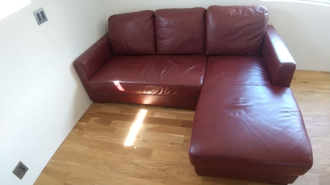 ワインレッド 本革 カウチソファ②(①と共にご購入下さい)
