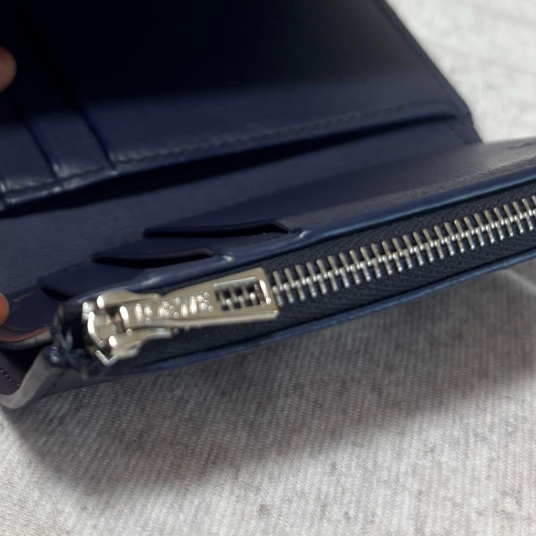 ロエベ 三つ折り財布 ネイビー 美品 箱 保証書付 正規品