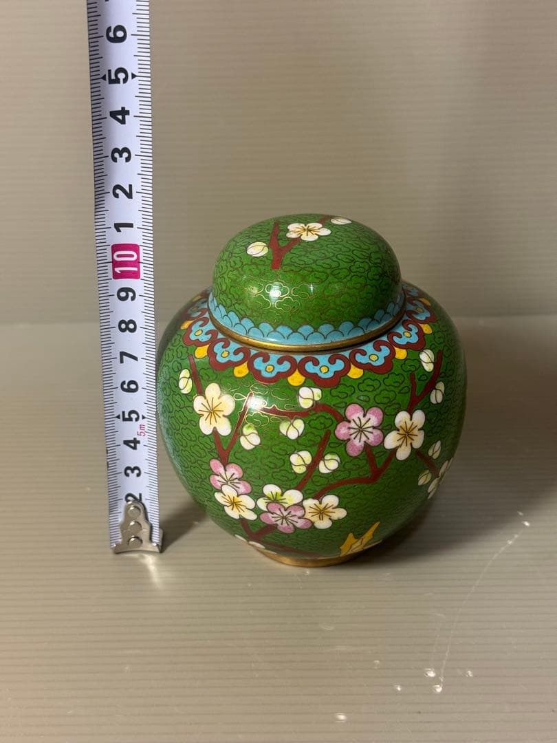 2621 七宝焼 茶入 梅柄 中国美術 小物入