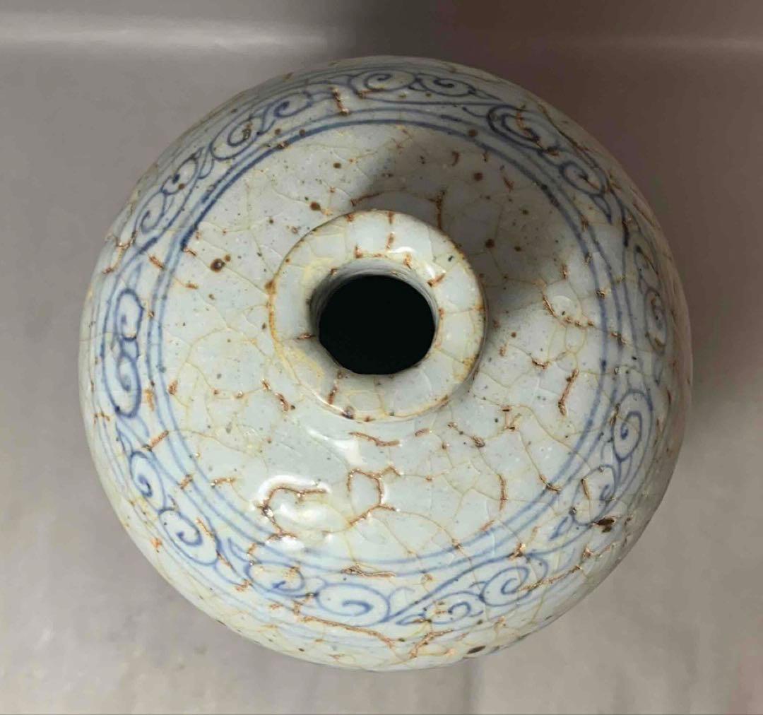 中国 染付草花瓶　f2250920