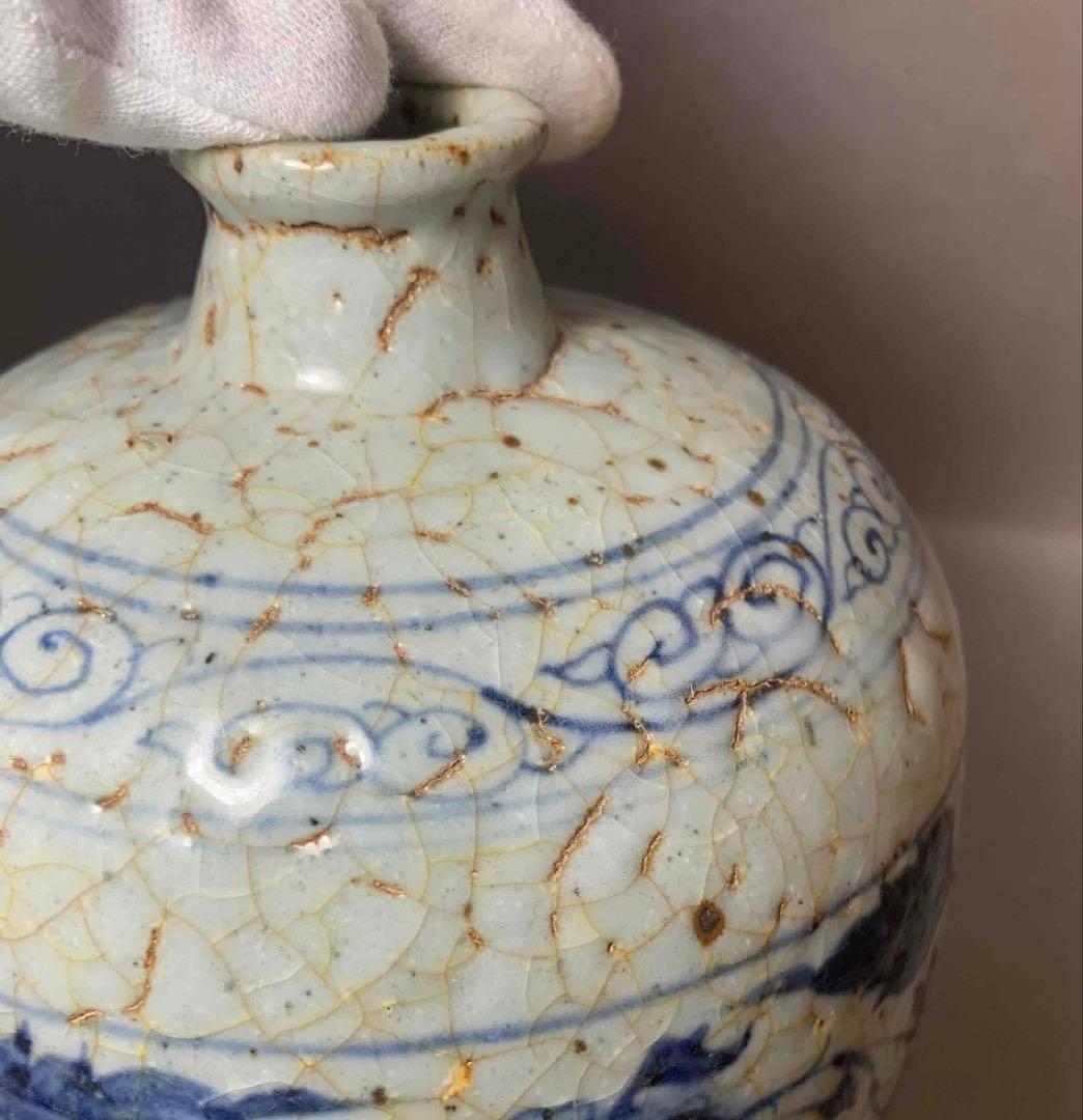 中国 染付草花瓶　f2250920