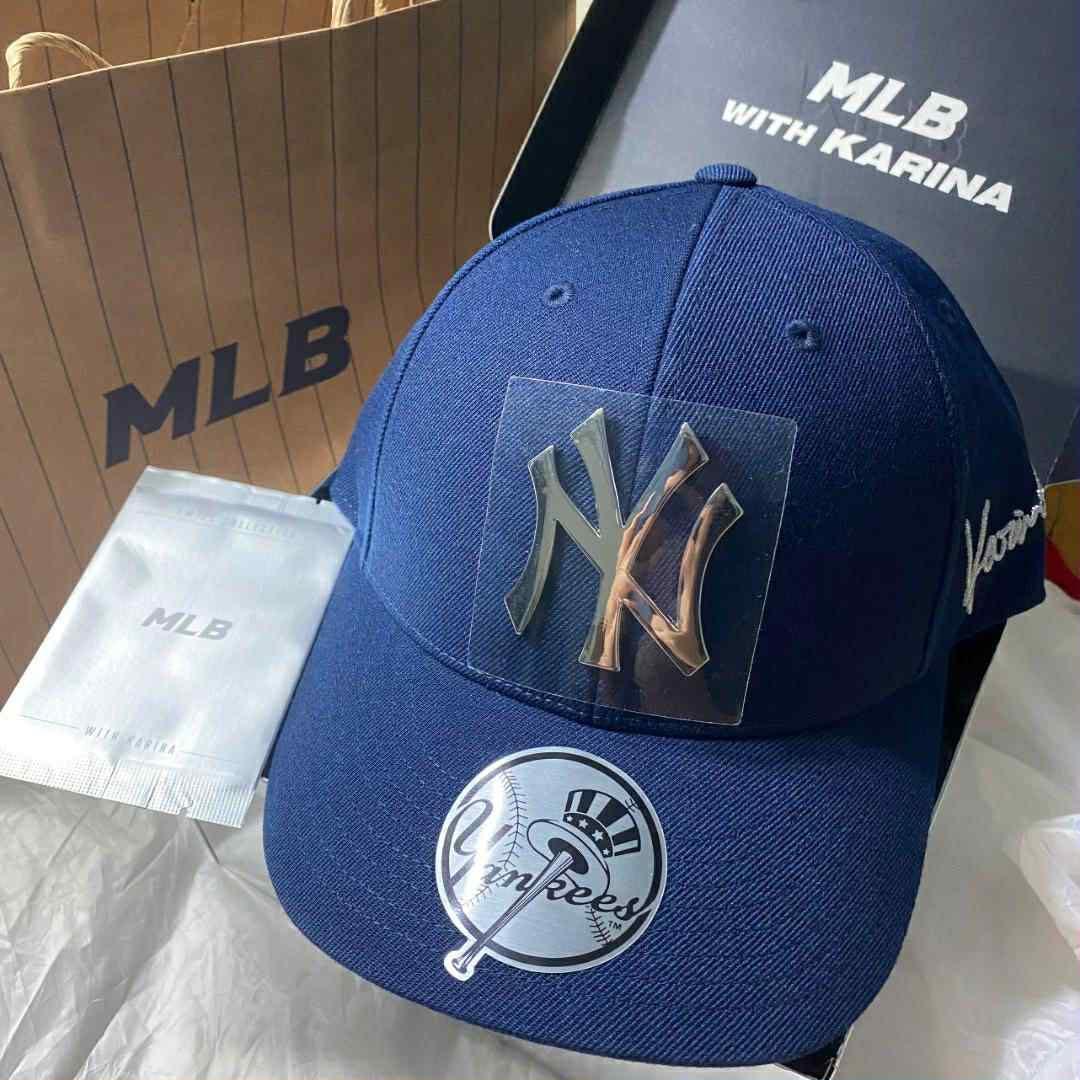 aespa カリナ MLB キャップ 帽子ネイビー KARINA トレカセット③