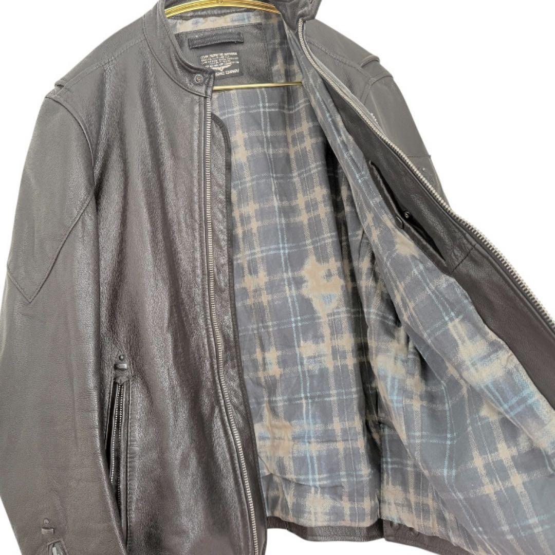 [REPLAY]リプレイ牛革ブラックシングルレザーライダースジャケット