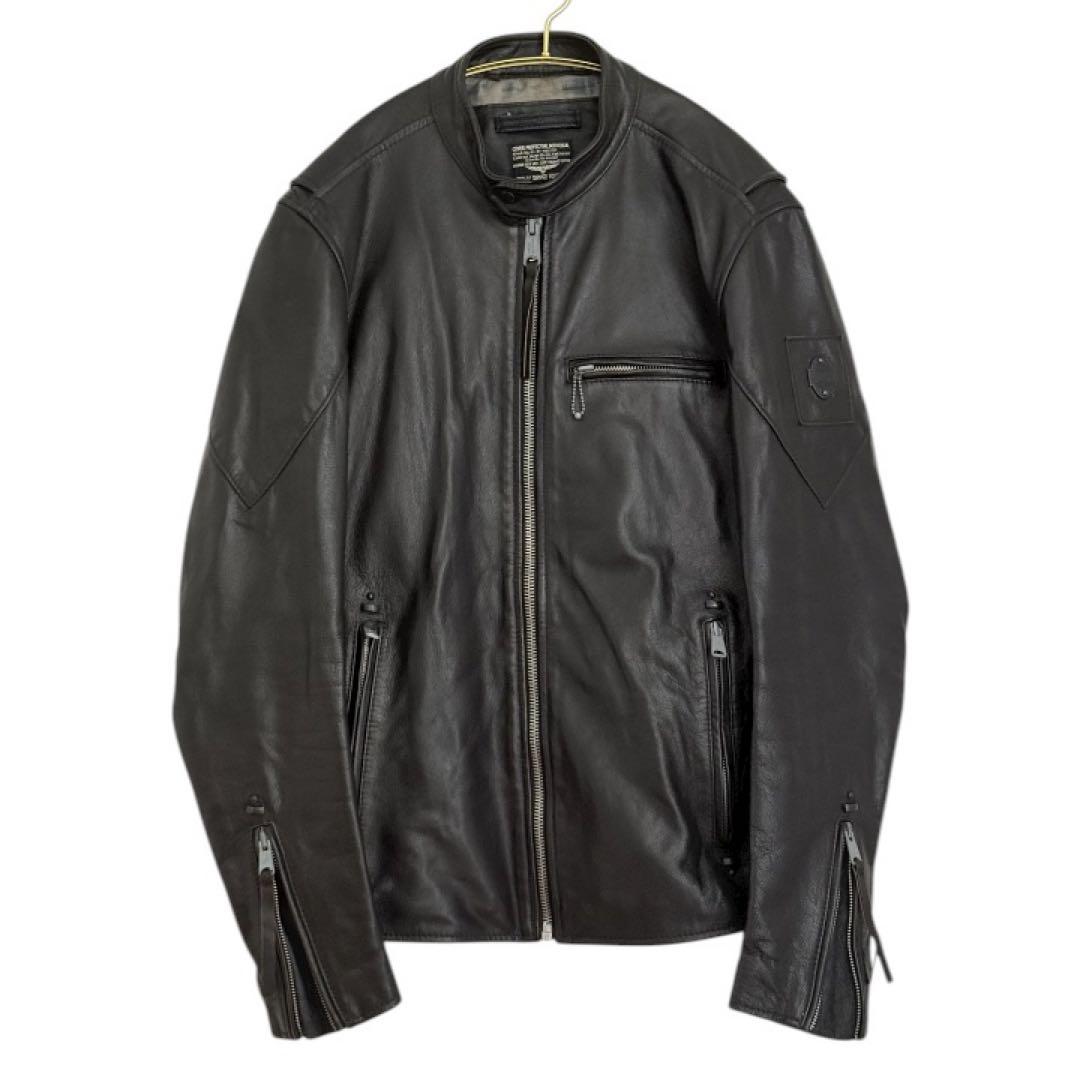 [REPLAY]リプレイ牛革ブラックシングルレザーライダースジャケット