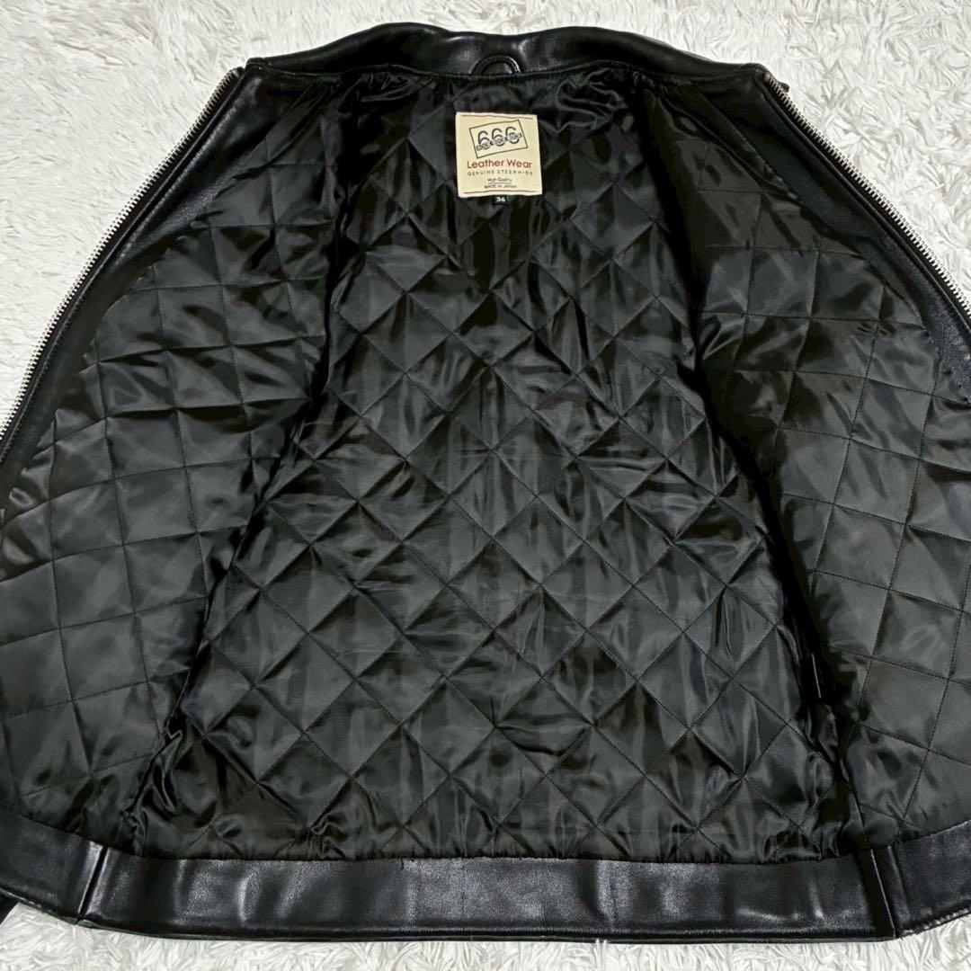 美品　666　ライダースジャケット　カウレザー　キルティング　黒　極暖　日本製