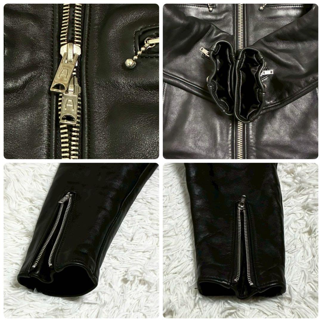 美品　666　ライダースジャケット　カウレザー　キルティング　黒　極暖　日本製