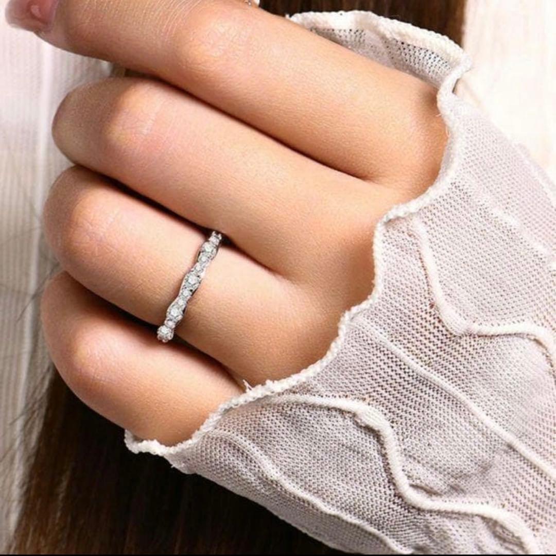 koso0616！最高級モアサナイト　ウェーブエタニティリング