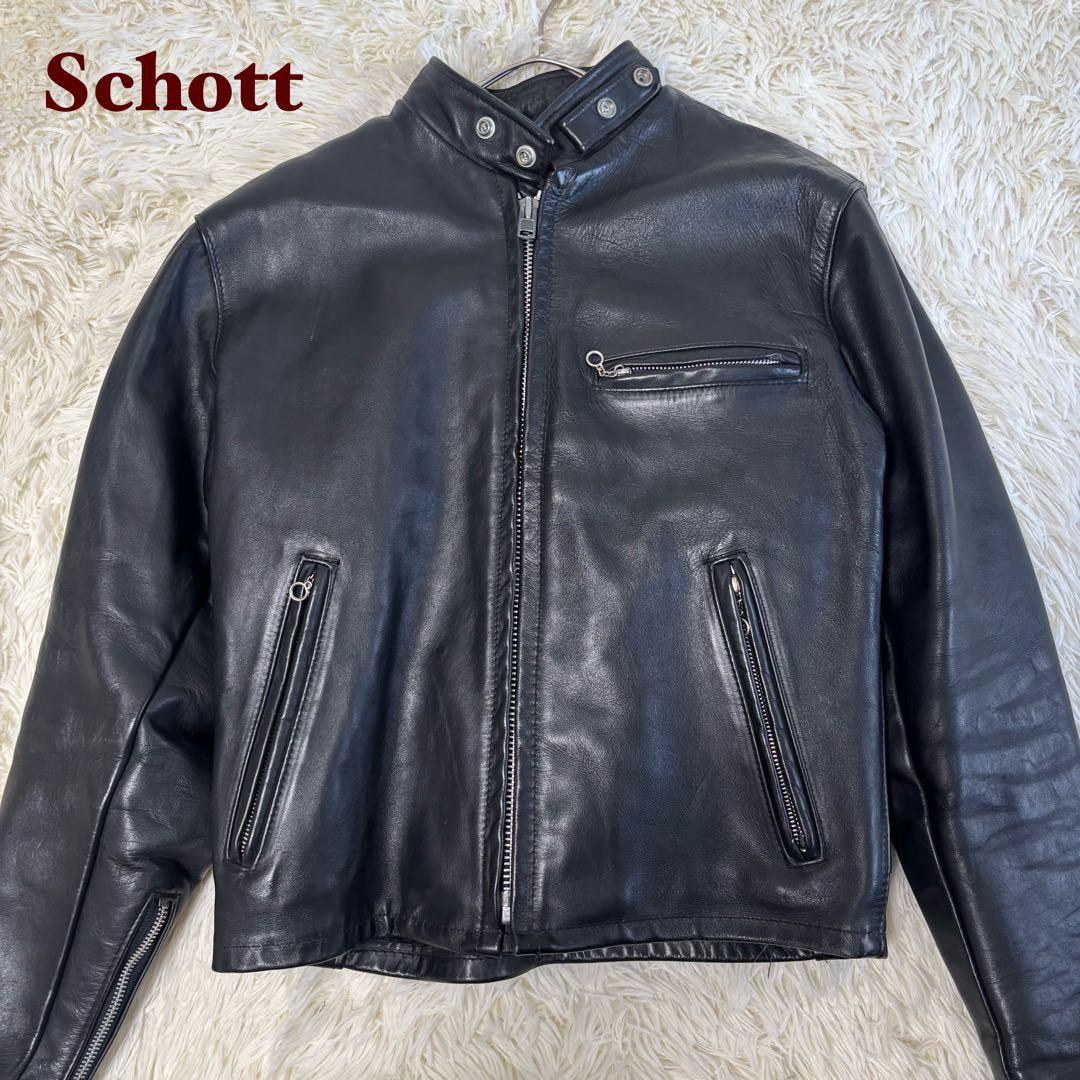 人気✨schott 641E レザージャケット　シングルライダース　本革　38