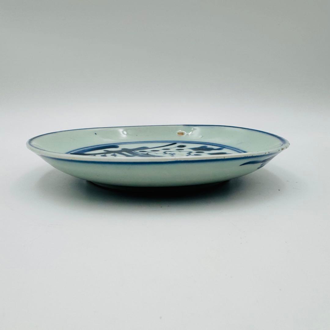 【明治　染付伊万里焼物皿　中皿　5客】時代　骨董　アンティーク