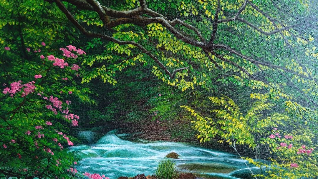 人見友紀　伝説の逃亡画家　油彩画　油絵　奥入瀬　風景画　人見友紀