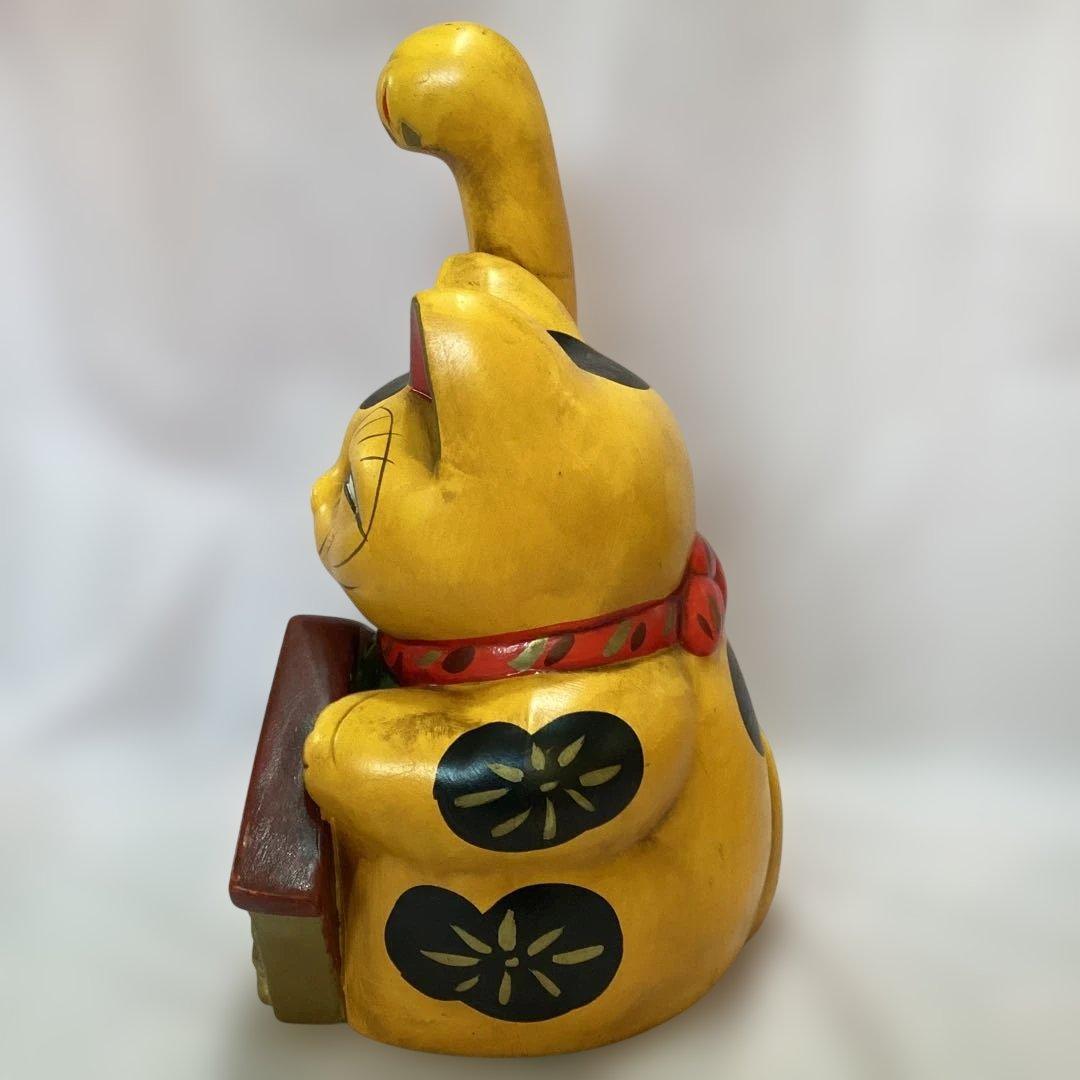 金運招き猫 七福神　ゴールド　商売繁盛　縁起物　アンティーク置物 金色 黄色陶器