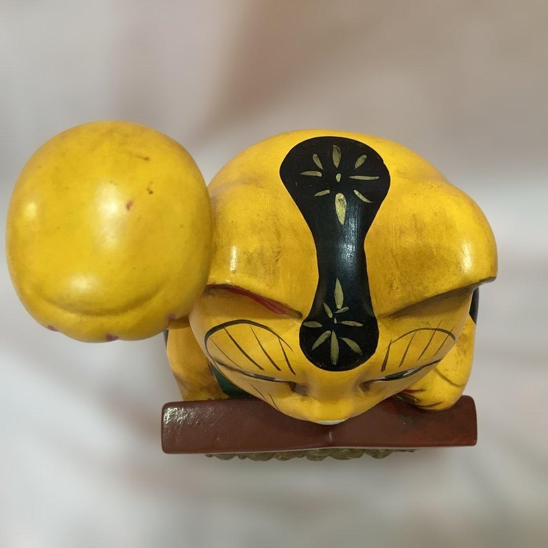 金運招き猫 七福神　ゴールド　商売繁盛　縁起物　アンティーク置物 金色 黄色陶器