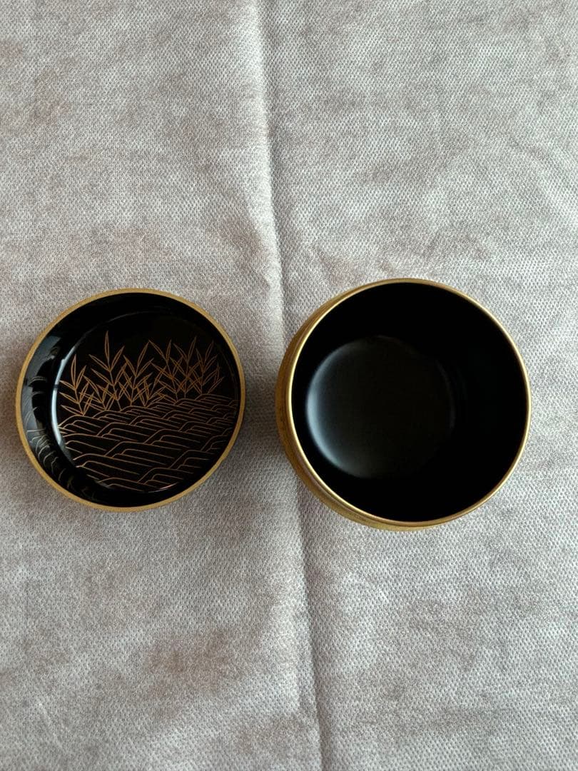 茶道具　茶入　蒔絵師　大端　稔　鶴　輪島塗　棗　灰匙　風