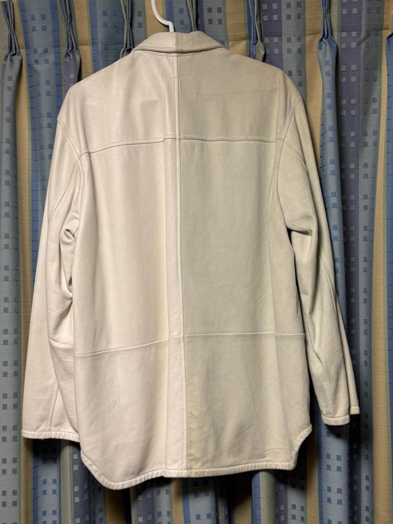 メゾンマルジェラ MM6 ホワイト 2トーン　レザージャケット