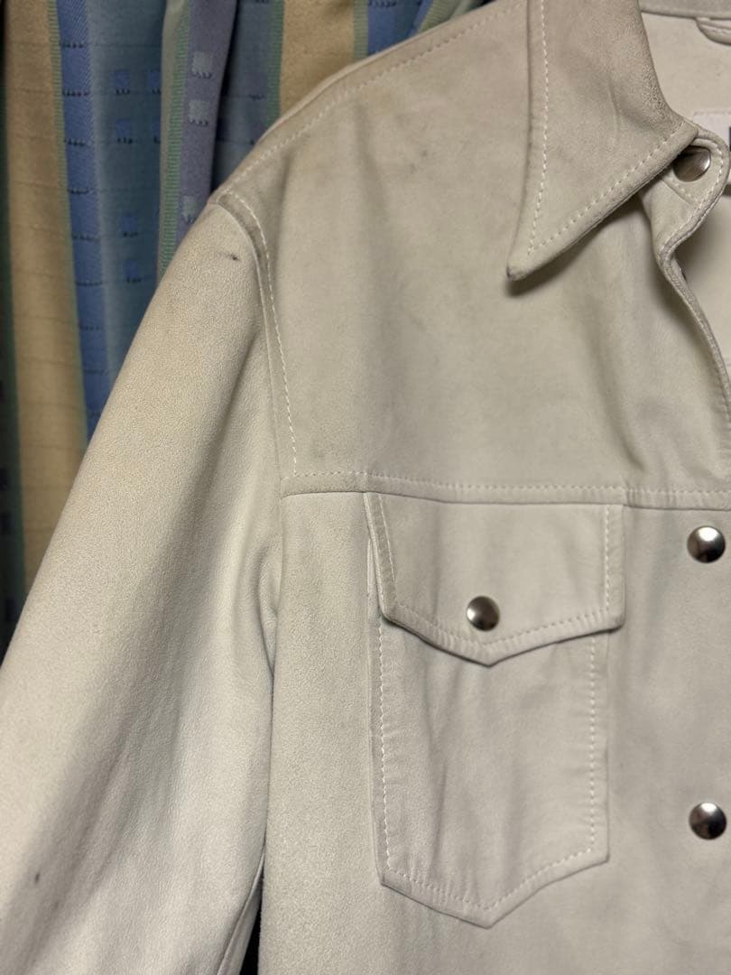 メゾンマルジェラ MM6 ホワイト 2トーン　レザージャケット