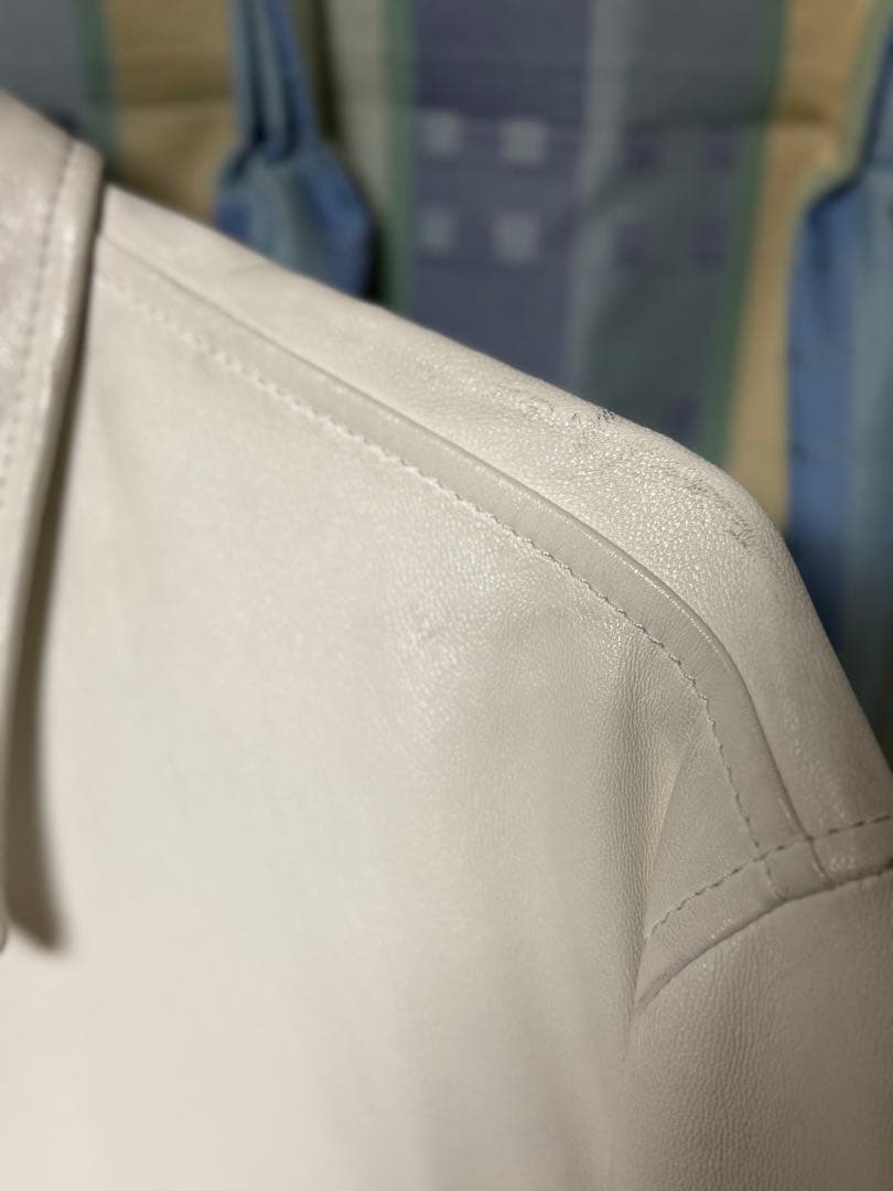 メゾンマルジェラ MM6 ホワイト 2トーン　レザージャケット